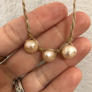 Handmade pearl necklace w/ shell clasp